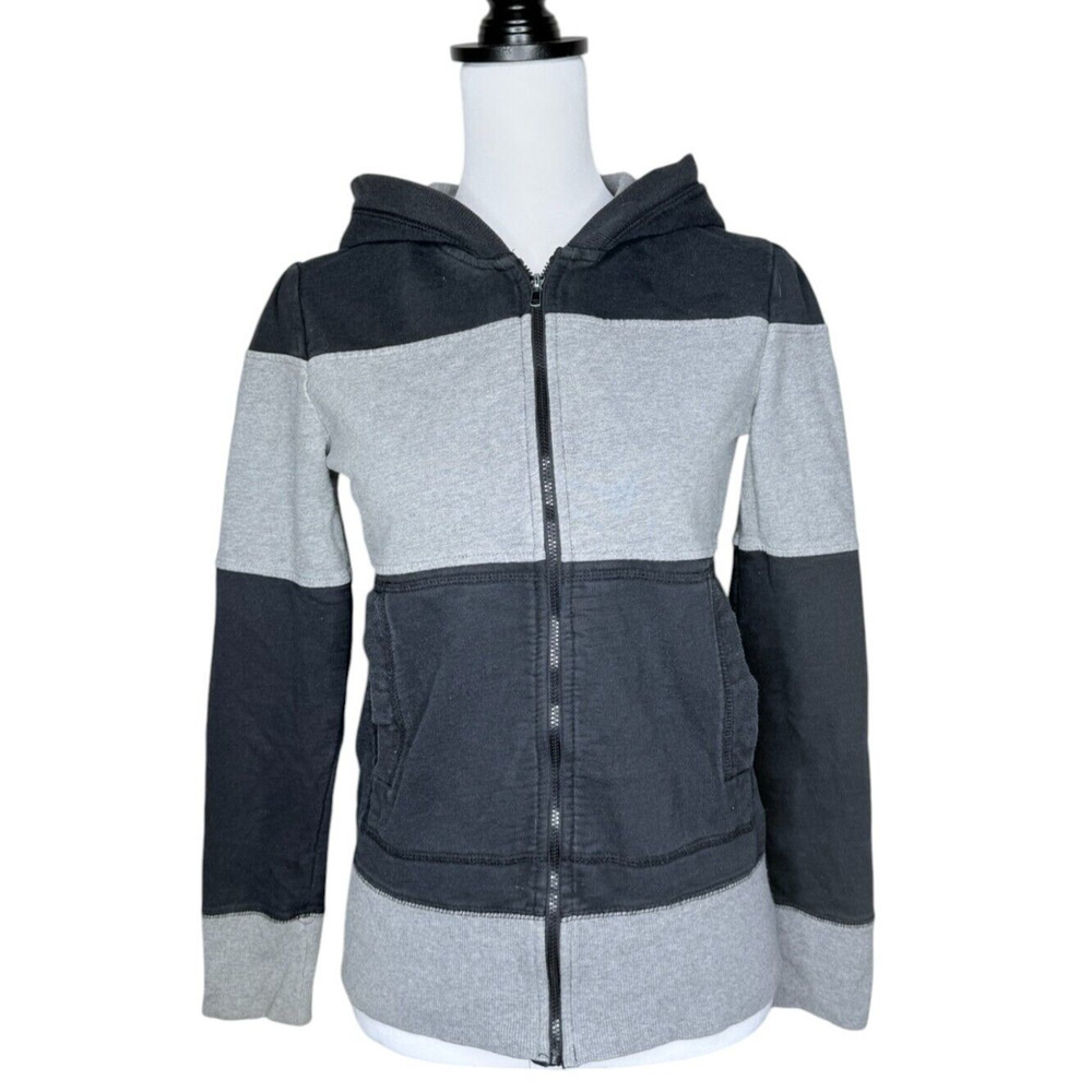 Norma Kamali Sweatshirt Jacket Women S Zip Up Striped Fold Over Hood Athleisure